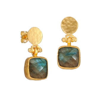 Earring made from brass, goldplated, Labradorite